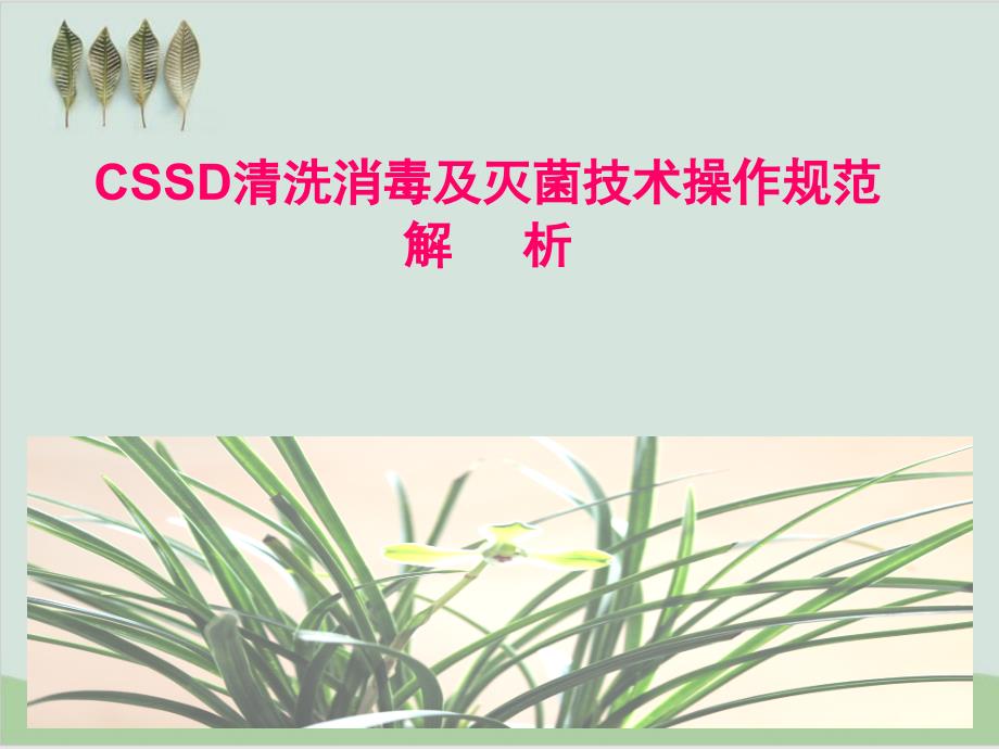 CSSD清洗消毒及灭菌技术操作规范解析课件_第1页