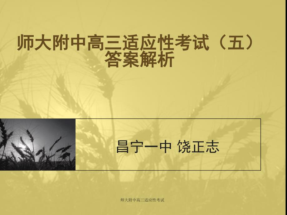 师大附中高三适应性考试课件_第1页