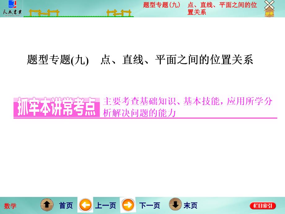 专题(九)点、直线、平面之间位置关系课件_第1页