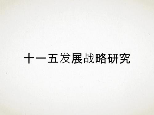 十一五發(fā)展戰(zhàn)略研究