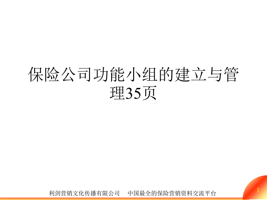 保险公司功能小组的建立与管理课件_第1页