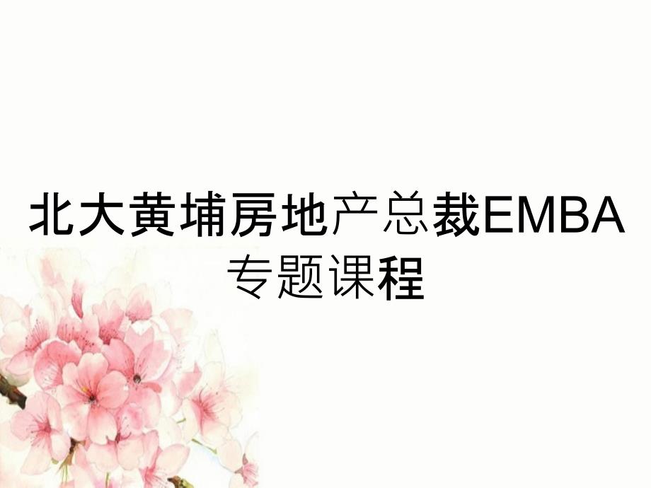 北大黃埔房地產(chǎn)總裁EMBA專題課程_第1頁(yè)