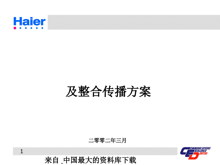 [战略管理]电通的海尔集团年度市场战略企划方(PPT 120页)_第1页