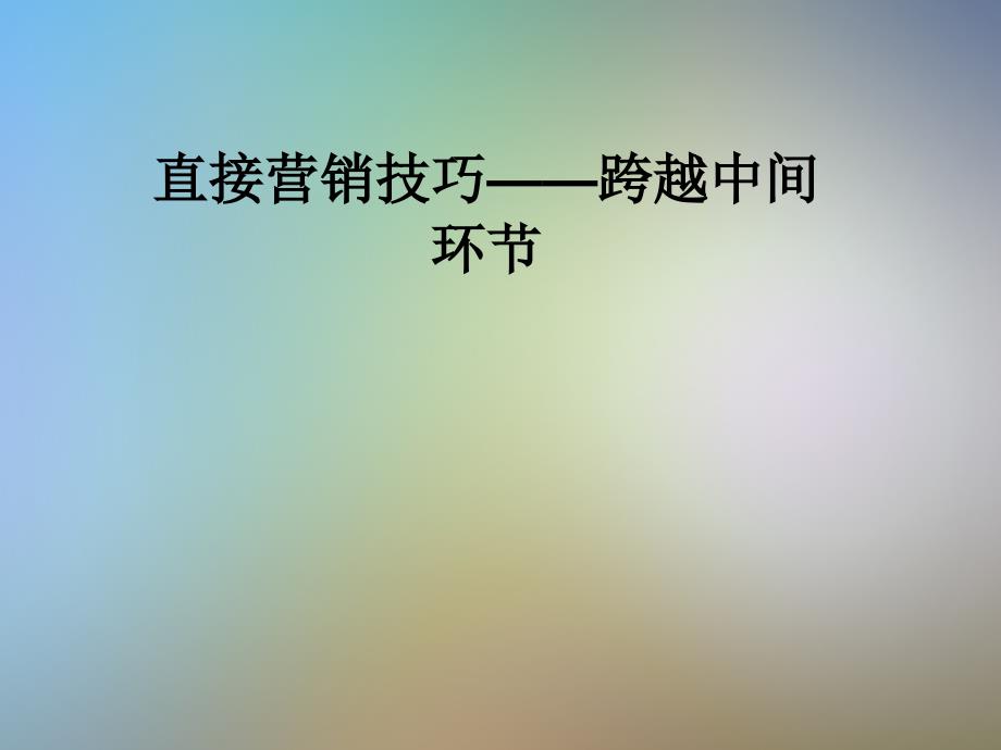 直接营销技巧——跨越中间环节课件_第1页