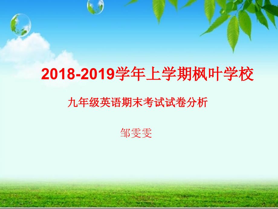 2018-2019九年级英语期末试卷分析_第1页