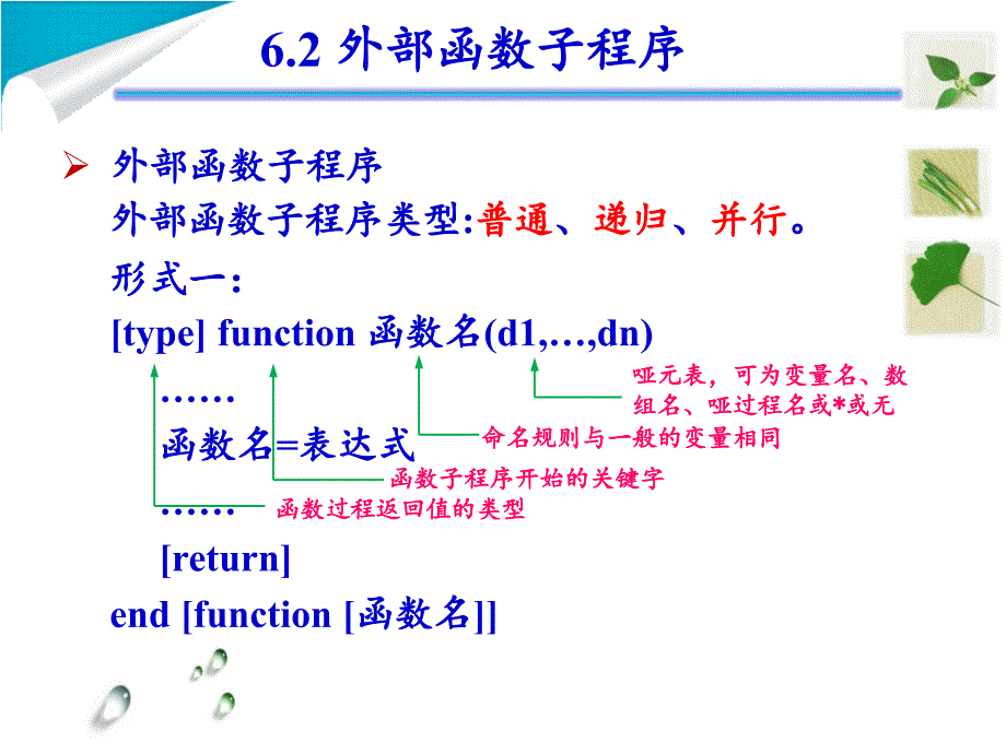 Fortran PPT课件1 (16)外部函数子程序_第1页