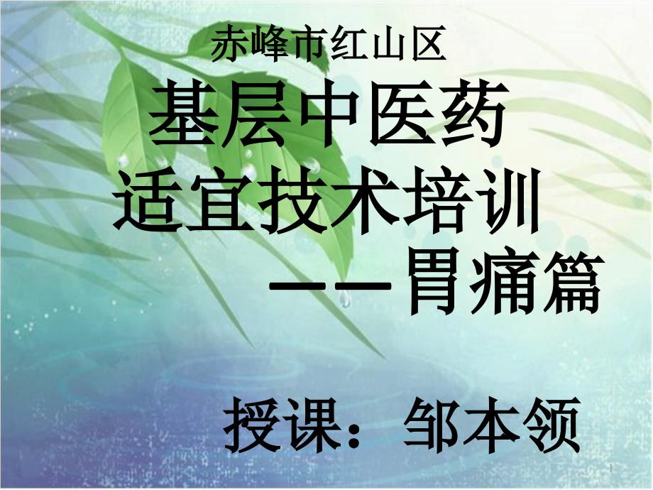 基层中医药适宜技术培训--胃痛_第1页