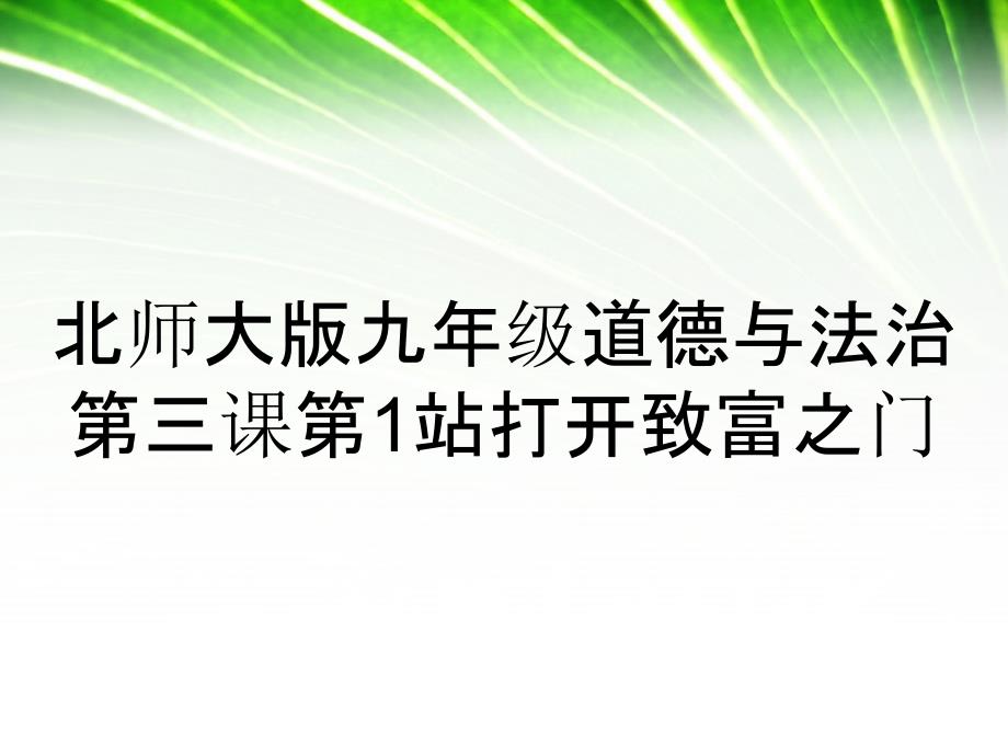 北师大版九年级道德与法治第三课第1站打开致富之门_第1页