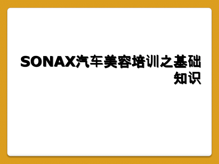 SONAX汽车美容培训之基础知识_第1页