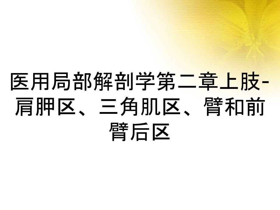 医用局部解剖学第二章上肢-肩胛区、三角肌区、臂和前臂后区_第1页