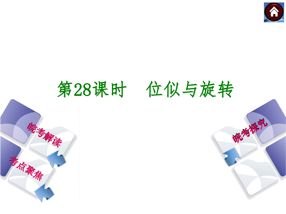 2015中考复习方案】（安徽·沪科）教材化中考总复习课件（皖考解读+考点聚焦+皖考探究）：第28课时　位似与旋转　（共39张）_第1页