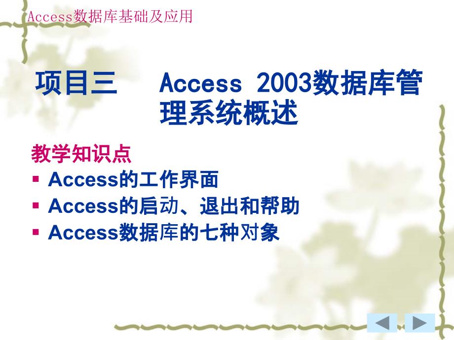 项目三Access2003数据库管理系统概述_第1页