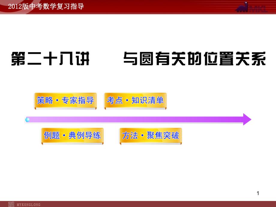 2012版中考数学精品课件含1011真题第28讲与圆有关的位置关系77张_第1页