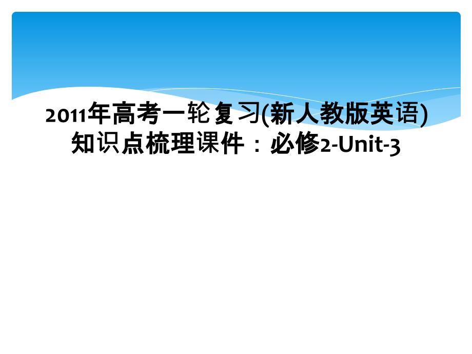 2011年高考一轮复习新人教版英语知识点梳理课件必修2Unit3_第1页