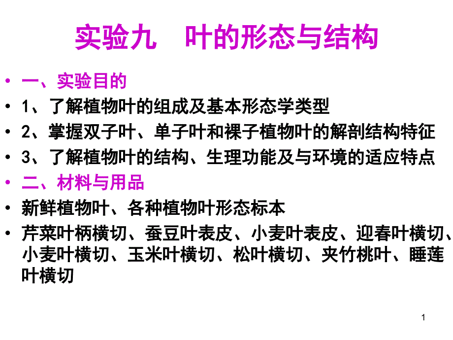 实验九叶的形态与结构_第1页