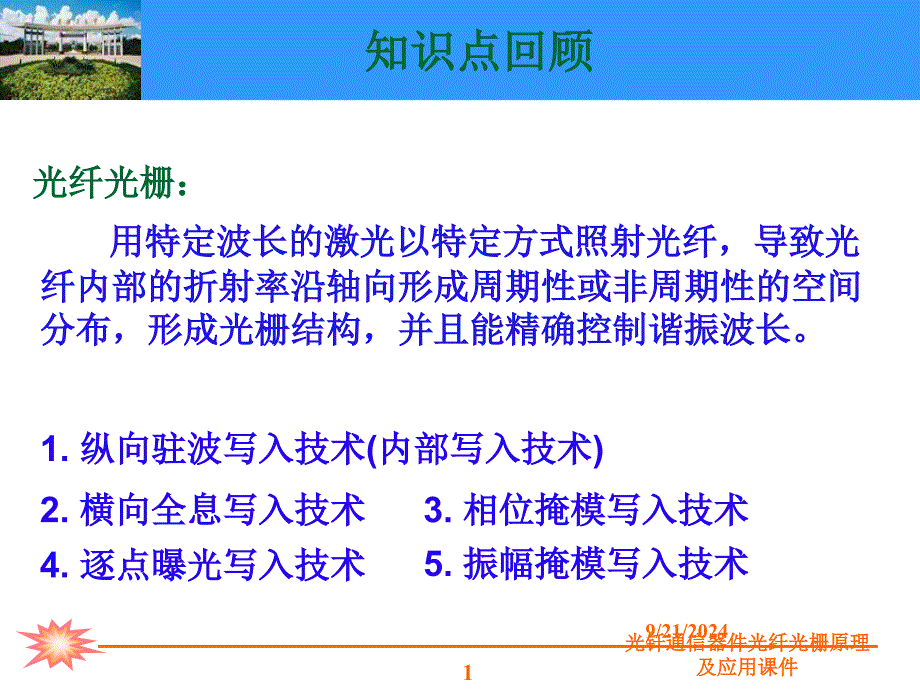 光钎通信器件光纤光栅原理及应用课件_第1页