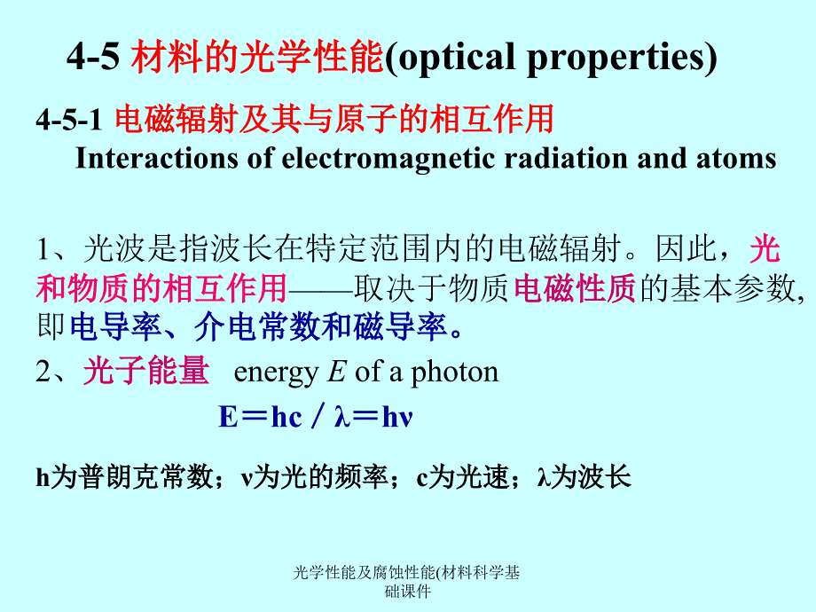 光学性能及腐蚀性能(材料科学基础课件_第1页