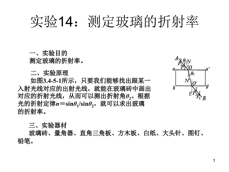 实验14：测定玻璃的折射率_第1页