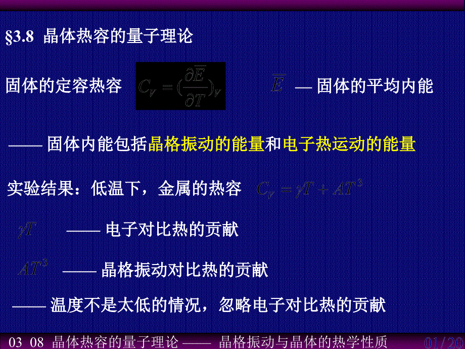 晶格振动与晶体热学性质晶格热容量的量子理论(0308)_第1页