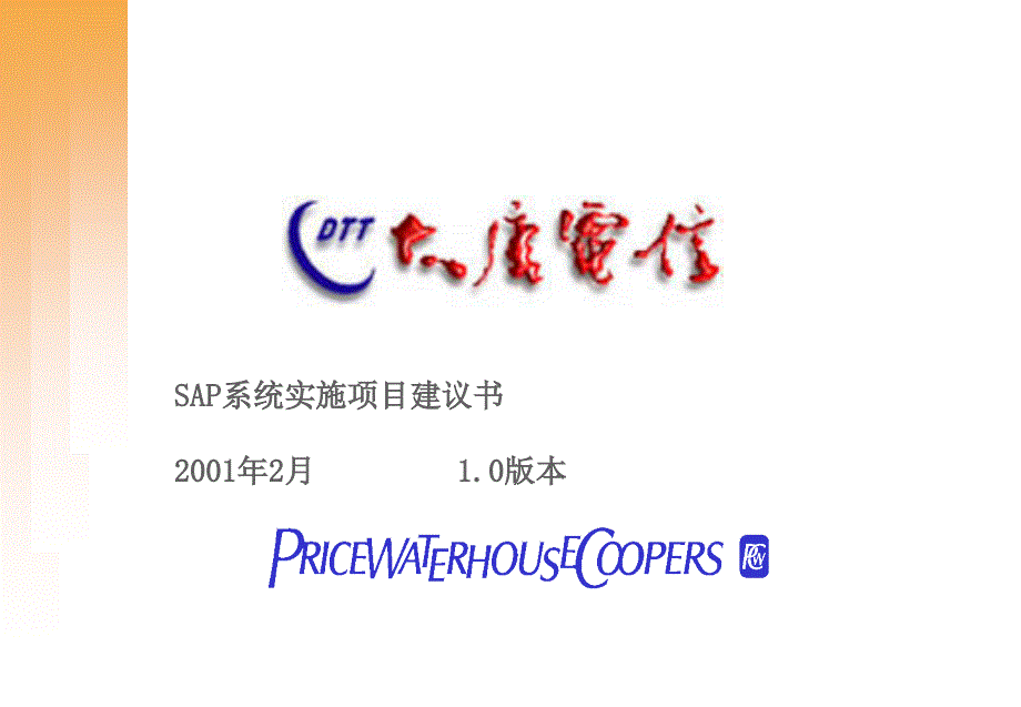 pwc给大年夜唐电讯的sap系统实施项目建议书_第1页