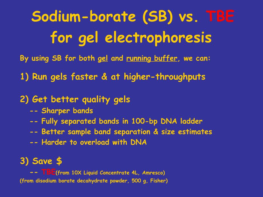 sodiumborate (sb) vs tbefor gel electrophoresisby using ：硼酸钠（sb）vs tbefor electrophoresisby使用凝胶_第1页