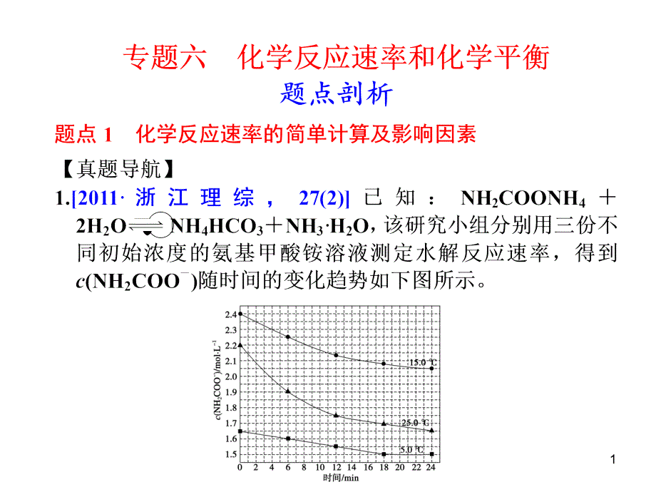 第一部分专题六化学反应速率和化学平衡_第1页