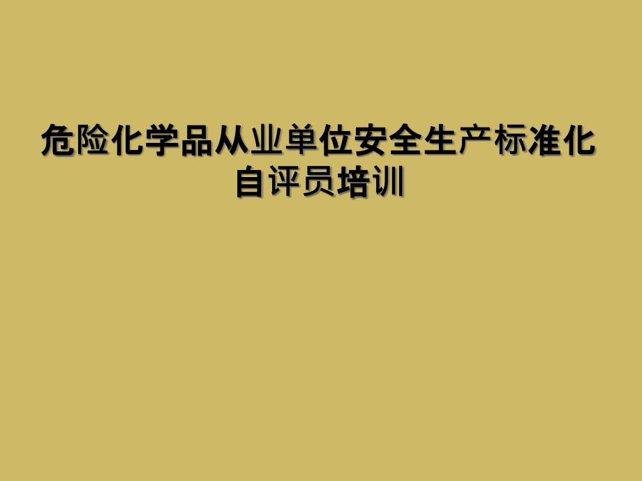 危险化学品从业单位安全生产标准化自评员培训_第1页