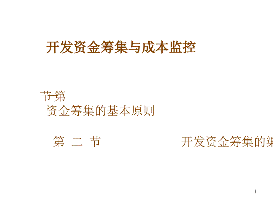 开发资金筹集与成本监控_第1页