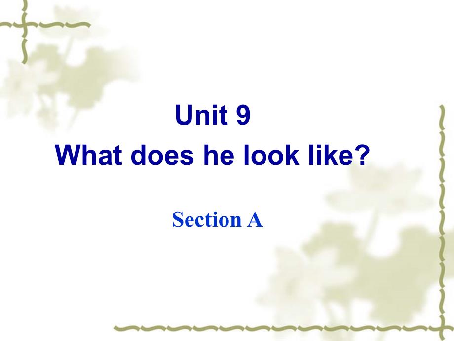 七年级英语下册《Unit9_What_does_he_look_like_Section_A》课件_(新版)人教新目标版 概要1_第1页