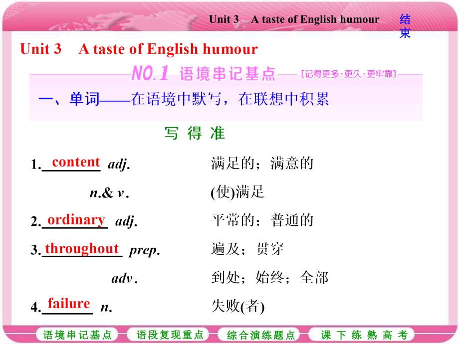 三维设计人教版必修四Unit 3 A taste of English humour_第1页