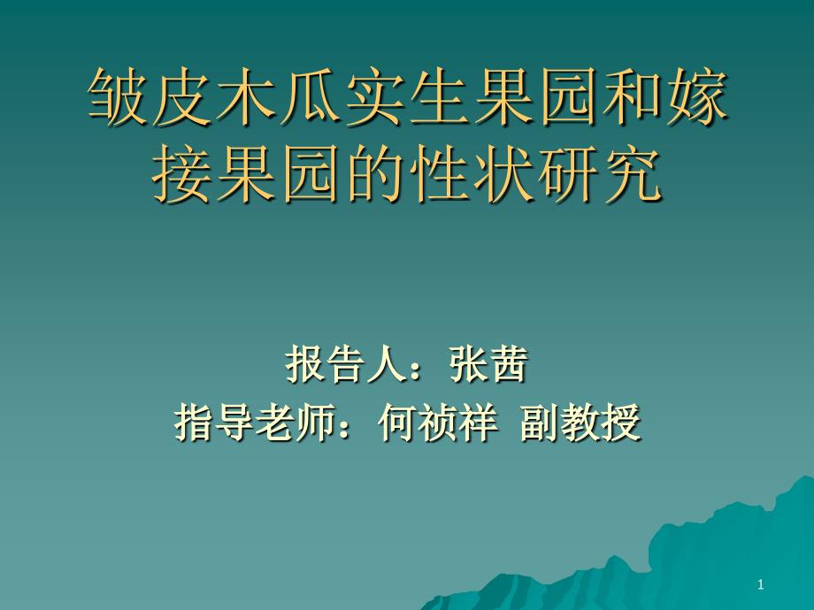 皱皮木瓜实生果园和嫁接果园的性状研究_第1页