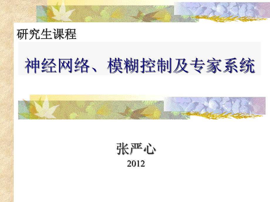 神经网络、模糊控制及专家系统第七章_第1页