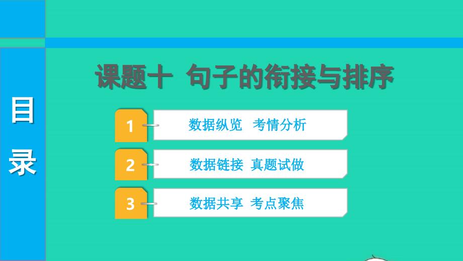 2022中考语文第二部分积累与运用课题十句子的衔接与排序课件_第1页