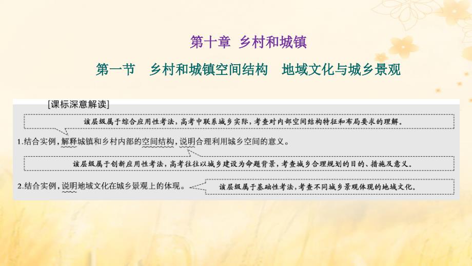 新课标2023版高考地理一轮总复习第十章乡村和城镇第一节乡村和城镇空间结构地域文化与城乡景观课件_第1页