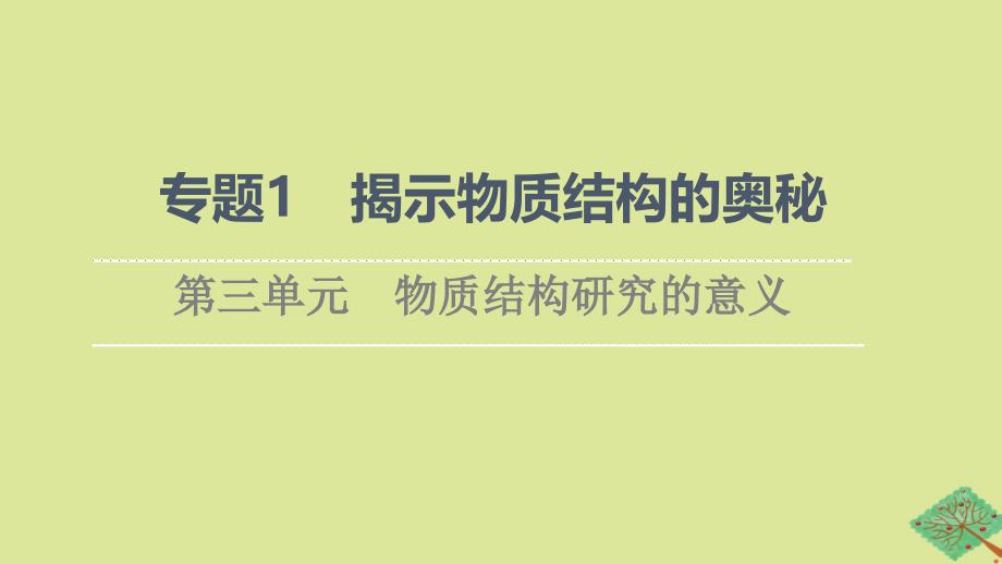 新教材高中化学专题1揭示物质结构的奥秘第3单元物质结构研究的意义课件苏教版选择性必修2_第1页