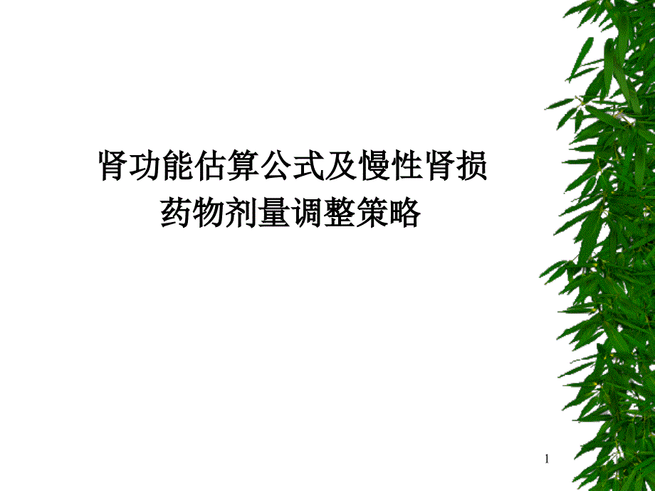 肾功能估算公式及慢性肾损药物剂量调整策略_第1页