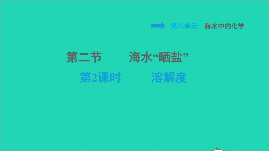 2022九年级化学下册第8单元海水中的化学8.2海水晒盐第2课时溶解度习题课件鲁教版_第1页