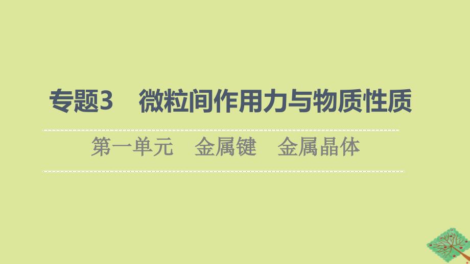 新教材高中化学专题3微粒间作用力与物质性质第1单元金属键金属晶体课件苏教版选择性必修2_第1页