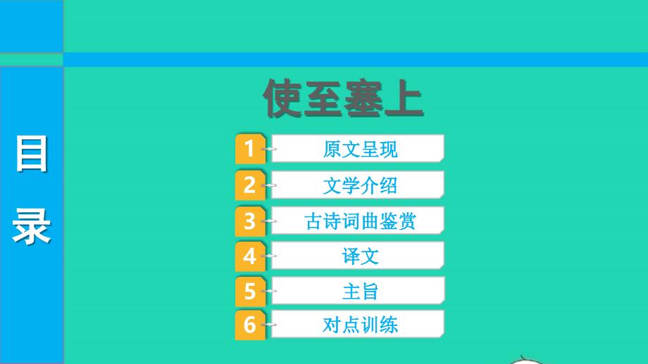 2022中考语文第一部分古诗文阅读课题一古诗词曲阅读淸单二40首古诗词曲逐首梳理八上2使至塞上课件_第1页