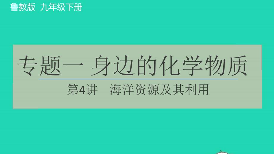 2022九年级化学下册专题一身边的化学物质第4讲海洋资源及其利用习题课件鲁教版20220609413_第1页