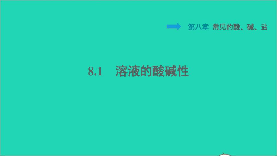 2022九年级化学下册第八章常见的酸碱盐8.1溶液的酸碱性习题课件新版粤教版20220614184_第1页