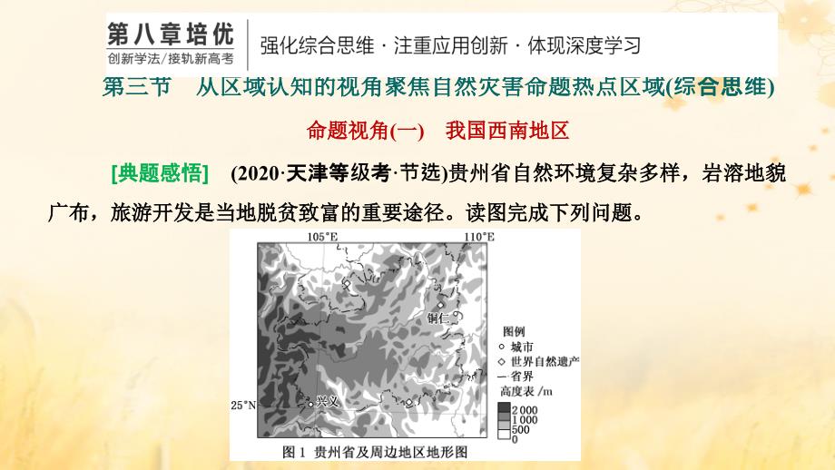 新课标2023版高考地理一轮总复习第八章自然灾害第三节从区域认知的视角聚焦自然灾害命题热点区域综合思维课件_第1页