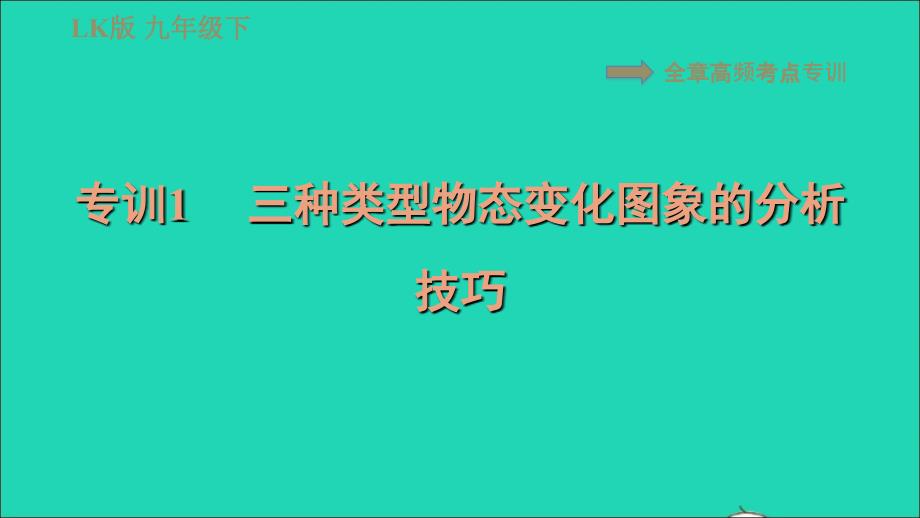 2022九年级物理下册第十八章物态变化全章高频考点专训专训1三种类型物态变化图象的分析技巧习题课件鲁科版五四制_第1页