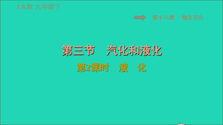 2022九年级物理下册第十八章物态变化18.3汽化和液化第2课时液化习题课件鲁科版五四制_第1页