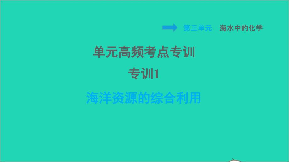 2022九年级化学全册第三单元海水中的化学单元高频考点专训专训1海洋资源的综合利用习题课件鲁教版五四制20220610283_第1页