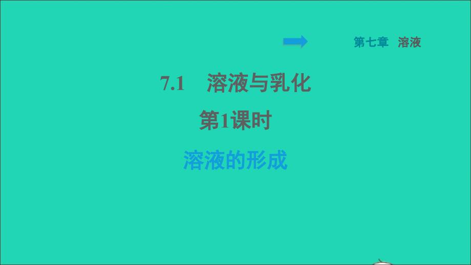 2022九年级化学下册第七章溶液7.1溶解与乳化第1课时溶液的形成习题课件新版粤教版20220614135_第1页