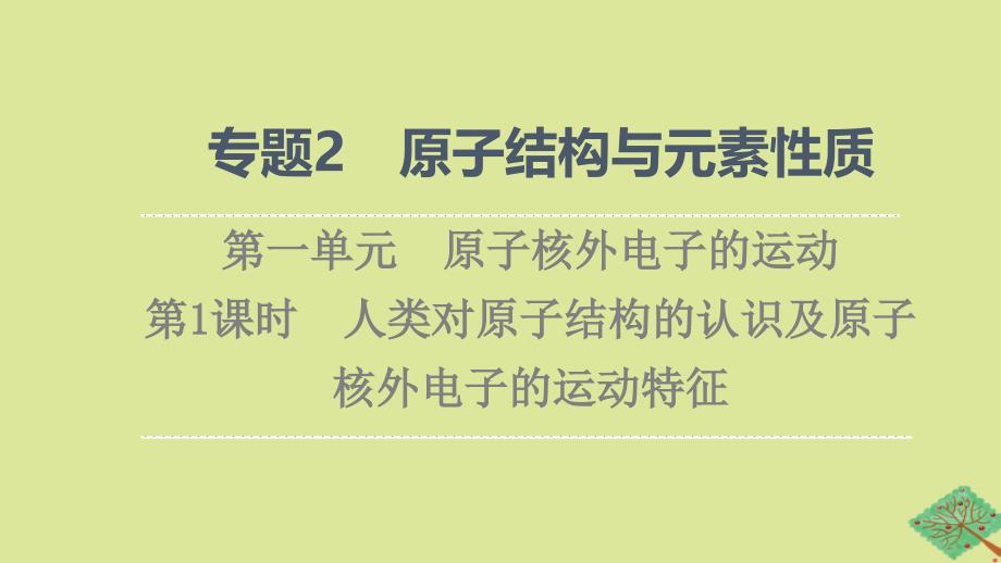 新教材高中化学专题2原子结构与元素性质第1单元原子核外电子的运动第1课时人类对原子结构的认识及原子核外电子的运动特征课件苏教版选择性必修2_第1页