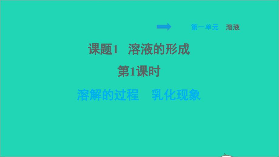 2022九年级化学全册第一单元溶液课题1溶液的形成第1课时溶解的过程乳化现象习题课件鲁教版五四制20220610266_第1页