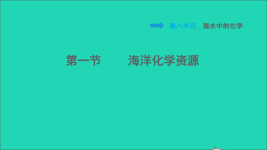 2022九年级化学下册第8单元海水中的化学8.1海洋化学资源习题课件鲁教版_第1页