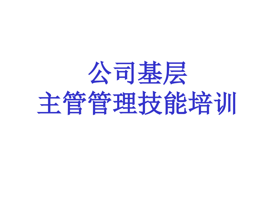 公司基层主管管理技能培训_第1页